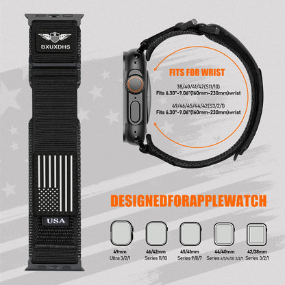 James Rugged Nylon Apple Watch Ultra Band 49mm USA Flag Strap