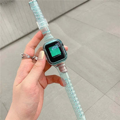 Glitter Transparent Apple Watch Case & Strap Band