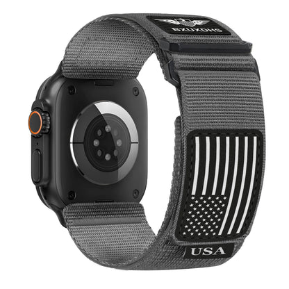 James Rugged Nylon Apple Watch Ultra Band 49mm USA Flag Strap