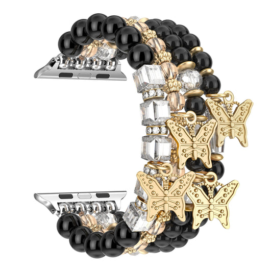 Beaded Apple Watch Band – Boho Bracelet with Butterfly Charms