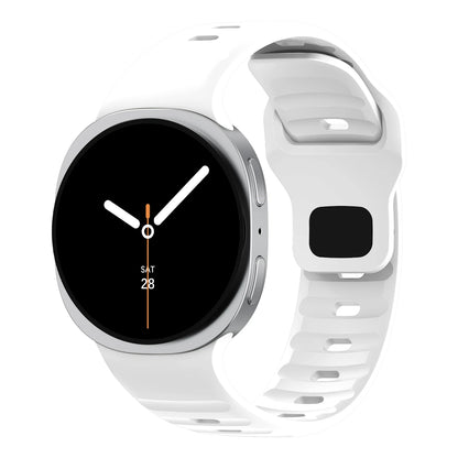 Rugged Silicone Sport Band for Samsung Galaxy Watch (40–47mm) in white, perfect for active lifestyles.