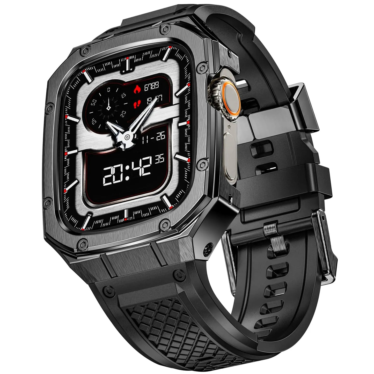 Luxury Metal Case & Silicone Band for Apple Watch Ultra & Series