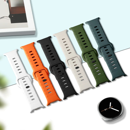 Rugged Silicone Sport Band for Samsung Galaxy Watch (40–47mm) in various colors, showcasing durability and style.