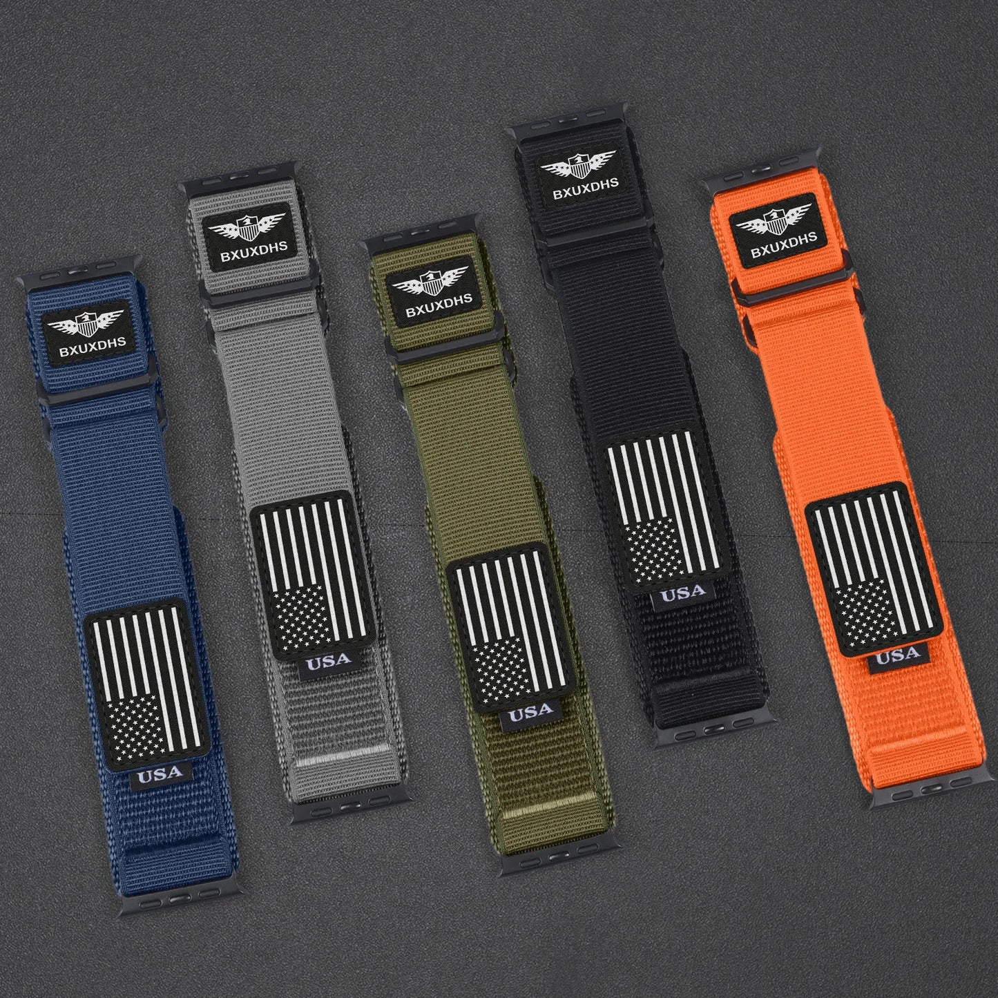 James Rugged Nylon Apple Watch Ultra Band 49mm USA Flag Strap
