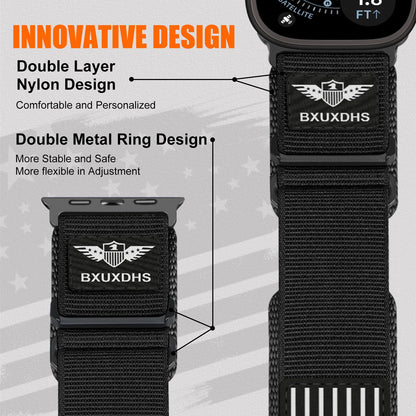 James Rugged Nylon Apple Watch Ultra Band 49mm USA Flag Strap