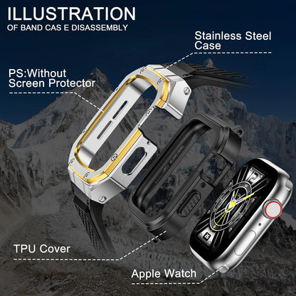Luxury Metal Case & Silicone Band for Apple Watch Ultra & Series
