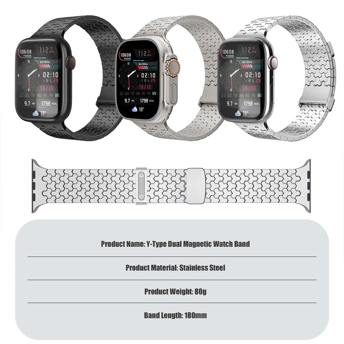 Magnetic Stainless Steel Apple Watch Band Bracelet