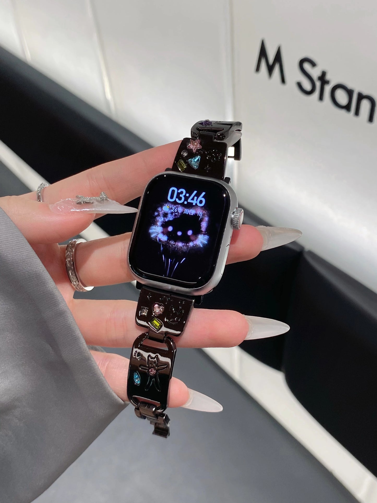 Cute Cat Jewelry Apple Watch Band – Glossy Metal Bracelet