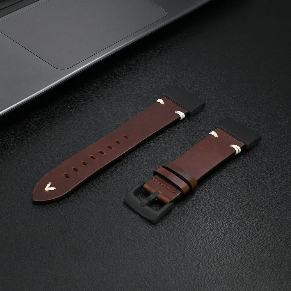 Leather Band for Garmin Watch Fenix 8 51mm & 7X Pro | Soft 22mm & 26mm Strap