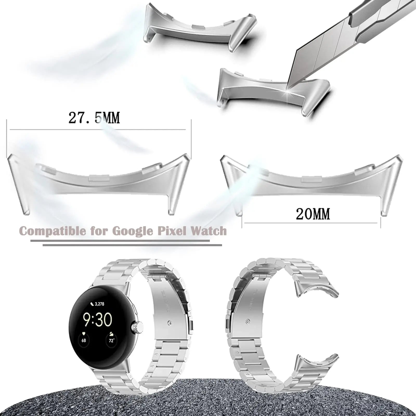 20mm Metal Connectors For Google Pixel Watch Band