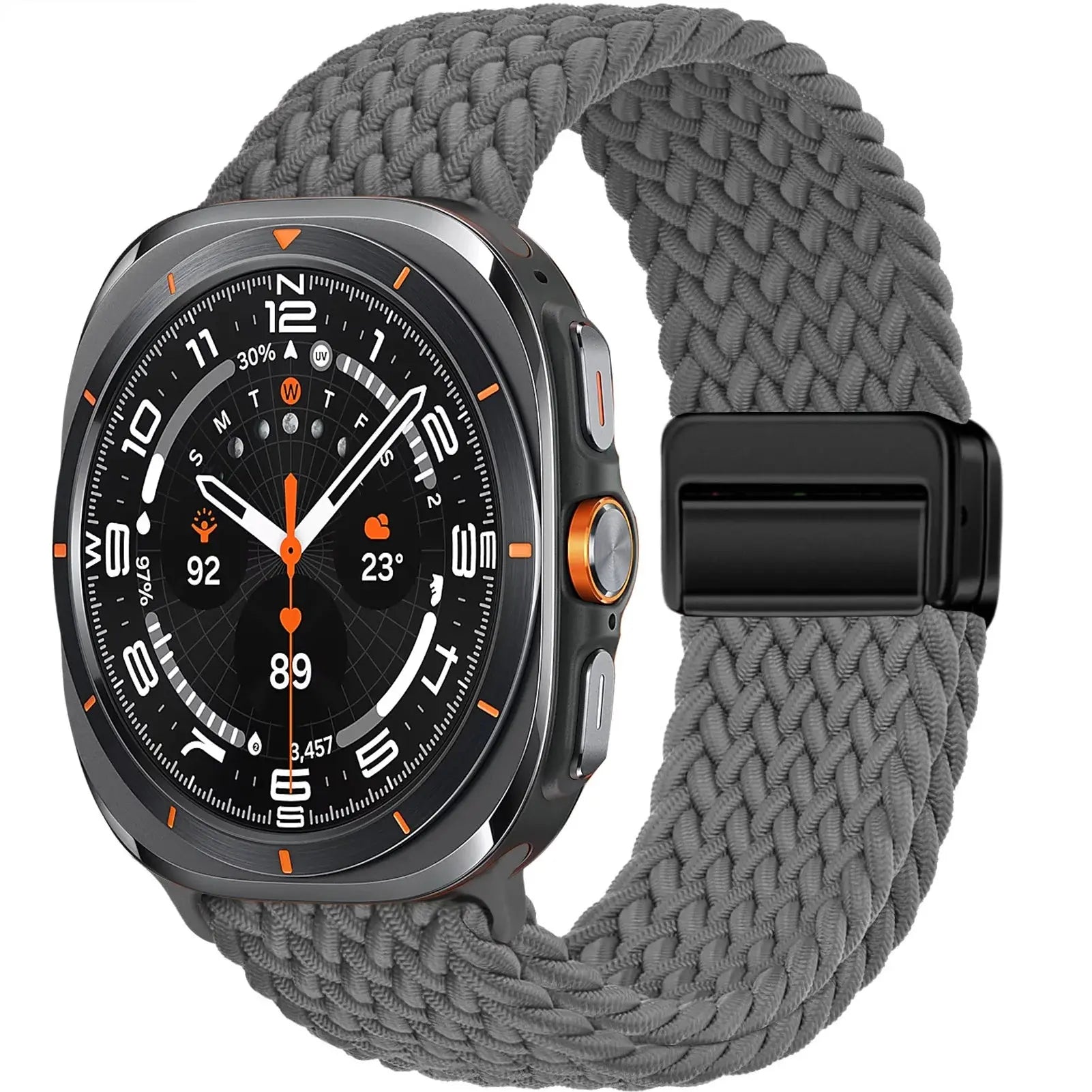 Braided Magnetic Loop for Samsung Watch Ultra in gray, featuring a stylish braided design and adjustable magnetic clasp.