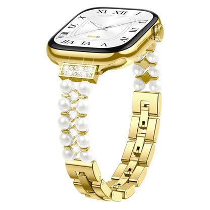 Apple Watch Jewelry Strap for Women – Pearl Metal Bracelet with pearl and diamond-style accents