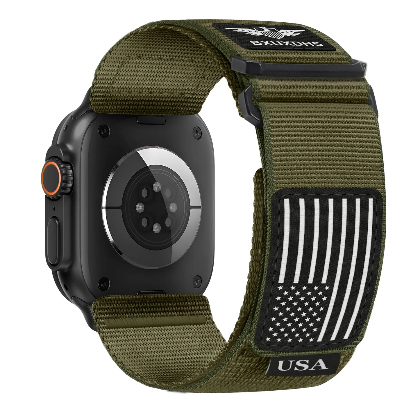 James Rugged Nylon Apple Watch Ultra Band 49mm USA Flag Strap
