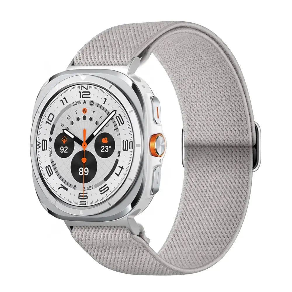 Elastic Bands For Samsung Galaxy Watch Ultra on a stylish smartwatch, showcasing its breathable and stretchy design.