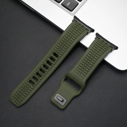 Soft Silicone Sport Band for Samsung Galaxy Watch Ultra & 8 in green, showcasing durability and comfort.