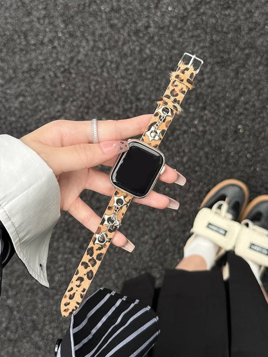 Ciara Leather Apple Watch Band for Women – Leopard Metal Bracelet