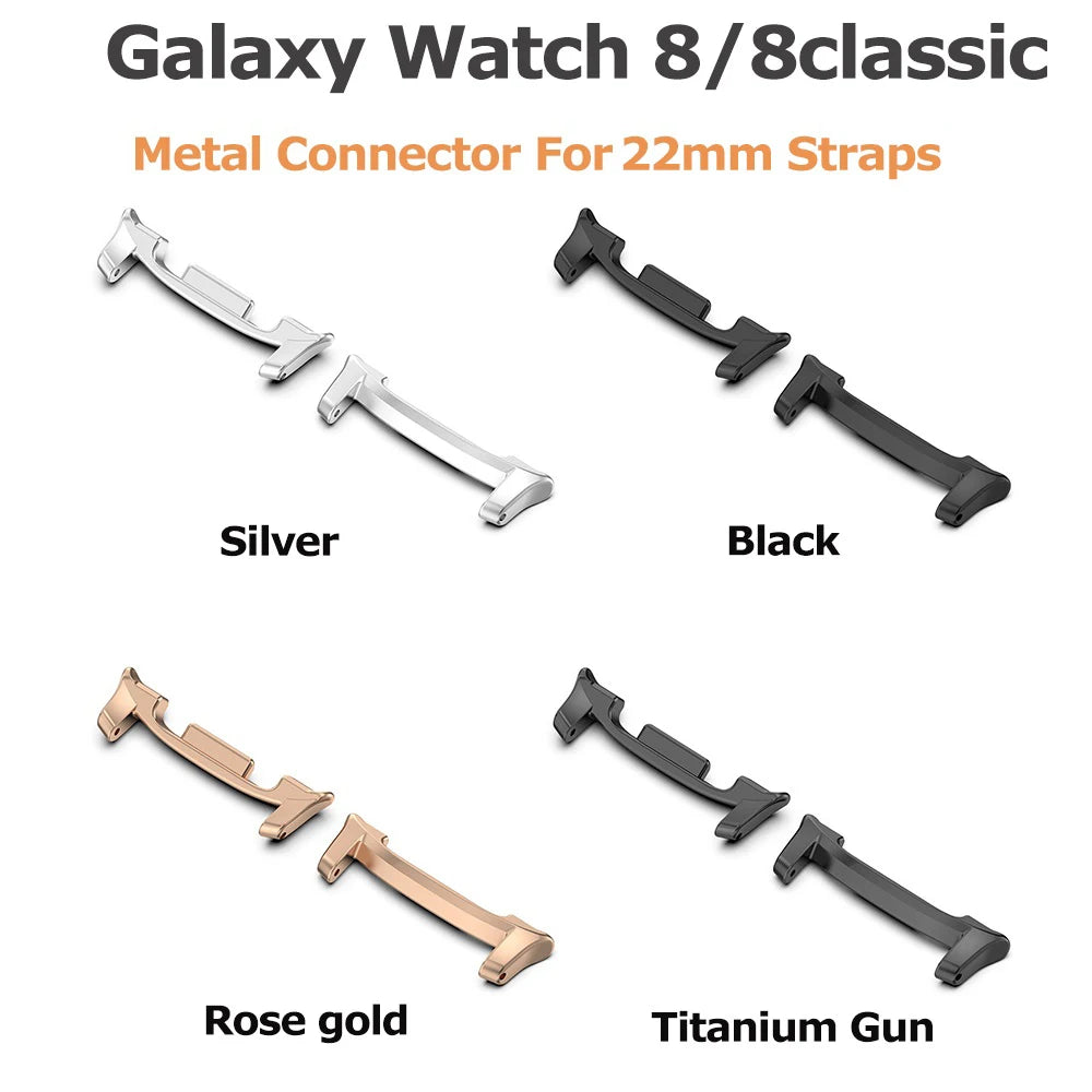 Connector Adapter for Samsung Galaxy Watch 8 & 8 Classic – Zinc Alloy 22mm Strap Adapter (1 Pair)
