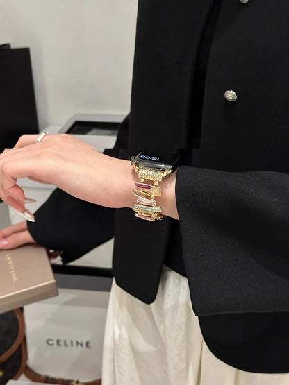 Luxury Elastic Metal Bracelet Band for Apple Watch Women