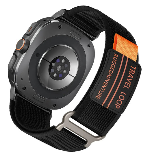 Travel Loop for Samsung Galaxy Watch Ultra featuring rugged design and secure closure, perfect upgrade for outdoor adventures.