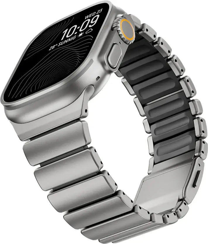 Apple Watch Ultra 3 Titanium Band | Magnetic Fluororubber Strap showcasing sleek titanium design and durable comfort.