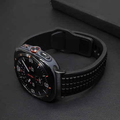 Soft Silicone Sport Band for Samsung Galaxy Watch Ultra & 8 on a smartwatch, showcasing durability and modern style.
