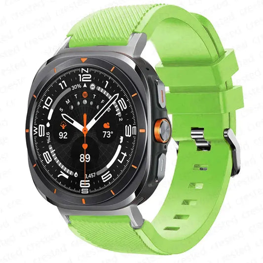 Warrior, the Rugged Band for Samsung Galaxy Watch Ultra in vibrant green color with sporty design.