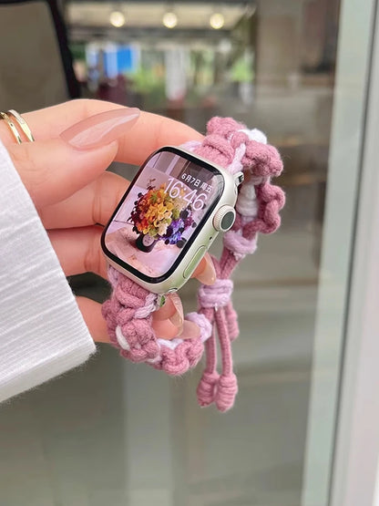 Braided Floral Apple Watch Band – Cute Rainbow Nylon Strap