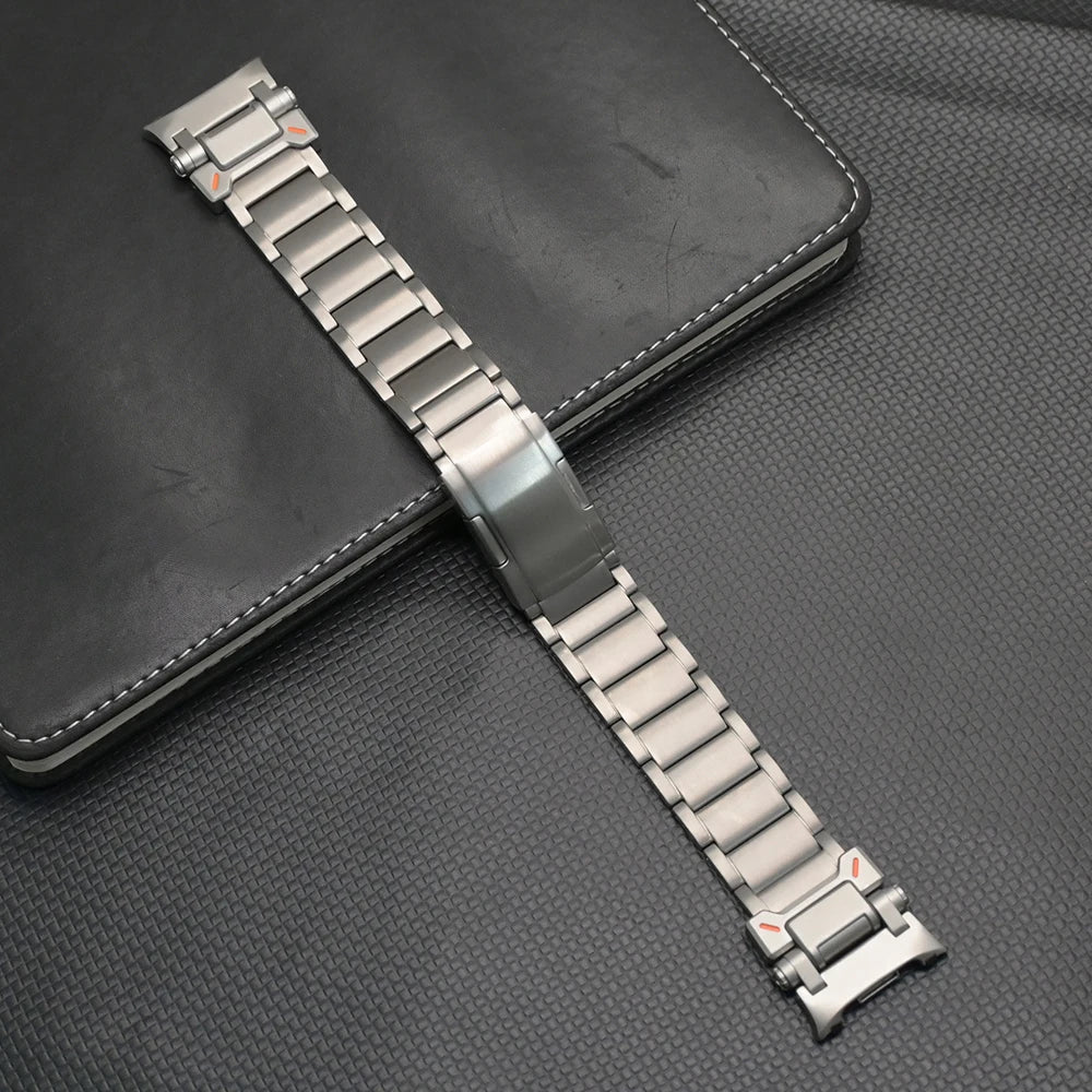 No Gaps Titanium Band for Samsung Galaxy Watch Ultra 47mm displaying a premium lightweight design on a black surface.