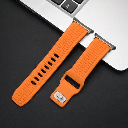 Soft Silicone Sport Band for Samsung Galaxy Watch Ultra & 8 in vibrant orange color, designed for comfort and active lifestyles.