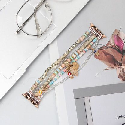 Beaded Apple Watch Band with Charms – Boho Bracelet Strap