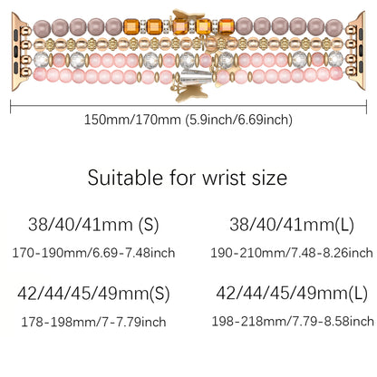 Beaded Apple Watch Band – Boho Bracelet with Butterfly Charms
