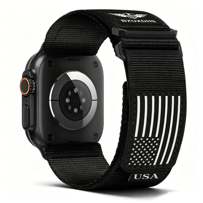 James Rugged Nylon Apple Watch Ultra Band 49mm USA Flag Strap