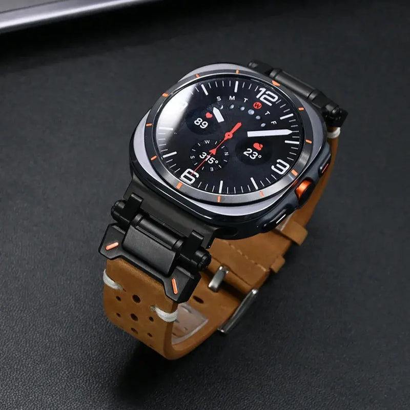 Jason cowboy leather band with breathable holes for Galaxy Watch Ultra 2