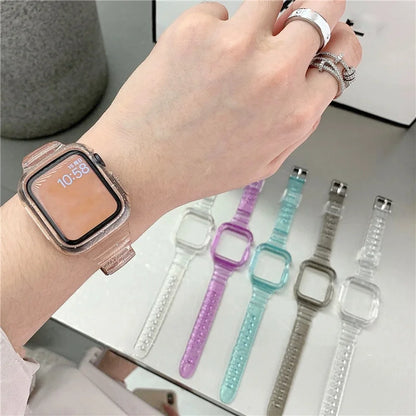 Glitter Transparent Apple Watch Case & Strap Band