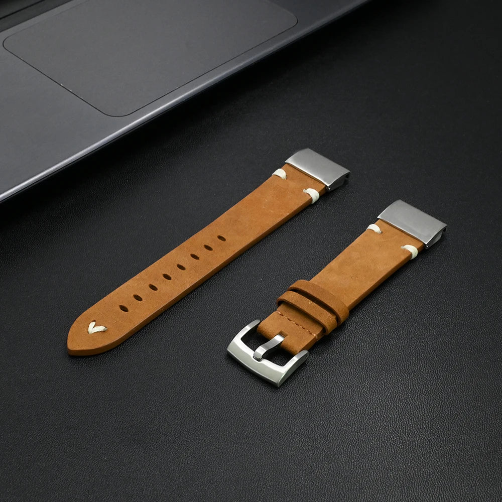 Leather Band for Garmin Watch Fenix 8 51mm & 7X Pro | Soft 22mm & 26mm Strap