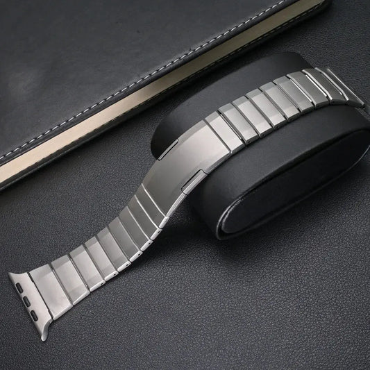 Lux Quick Fit Metal Band for Apple Watch, premium stainless steel, sleek design, easy no-tool fit system.
