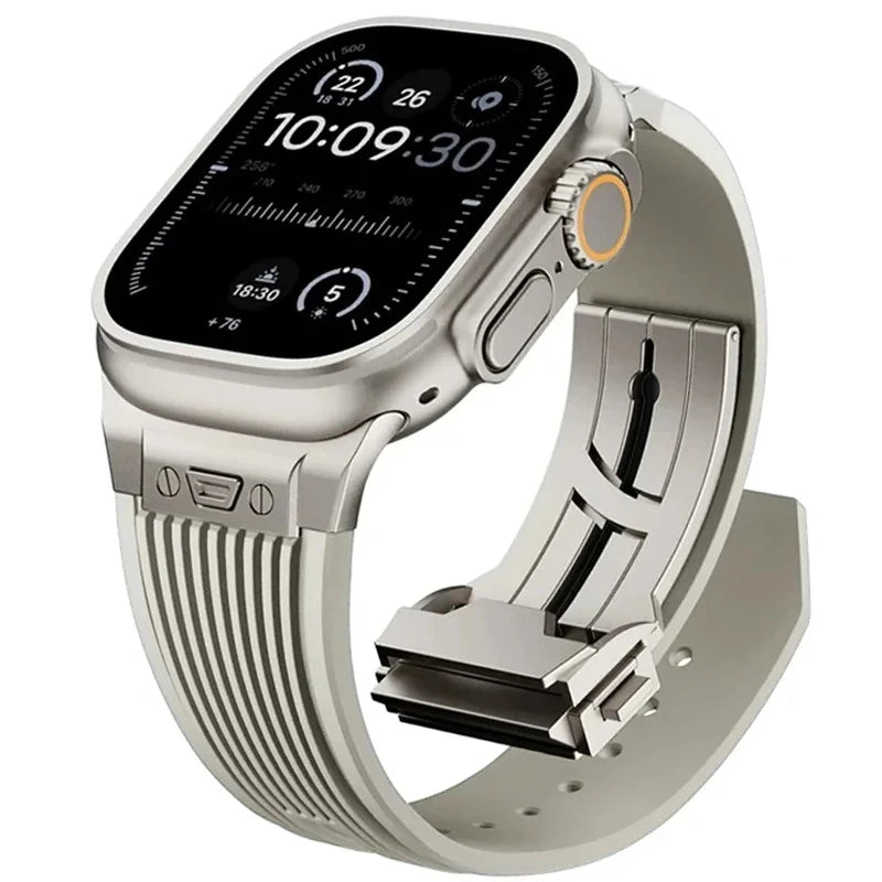 Men’s Silicone Apple Watch Band for Ultra 3 & Series 11–3 featuring stylish design and comfort.