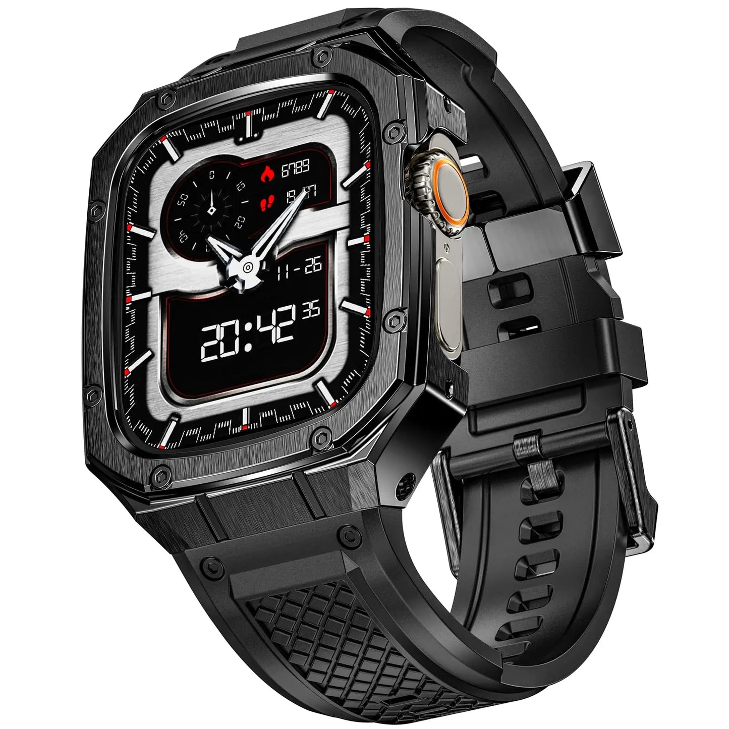 Luxury Metal Case & Silicone Band for Apple Watch Ultra & Series