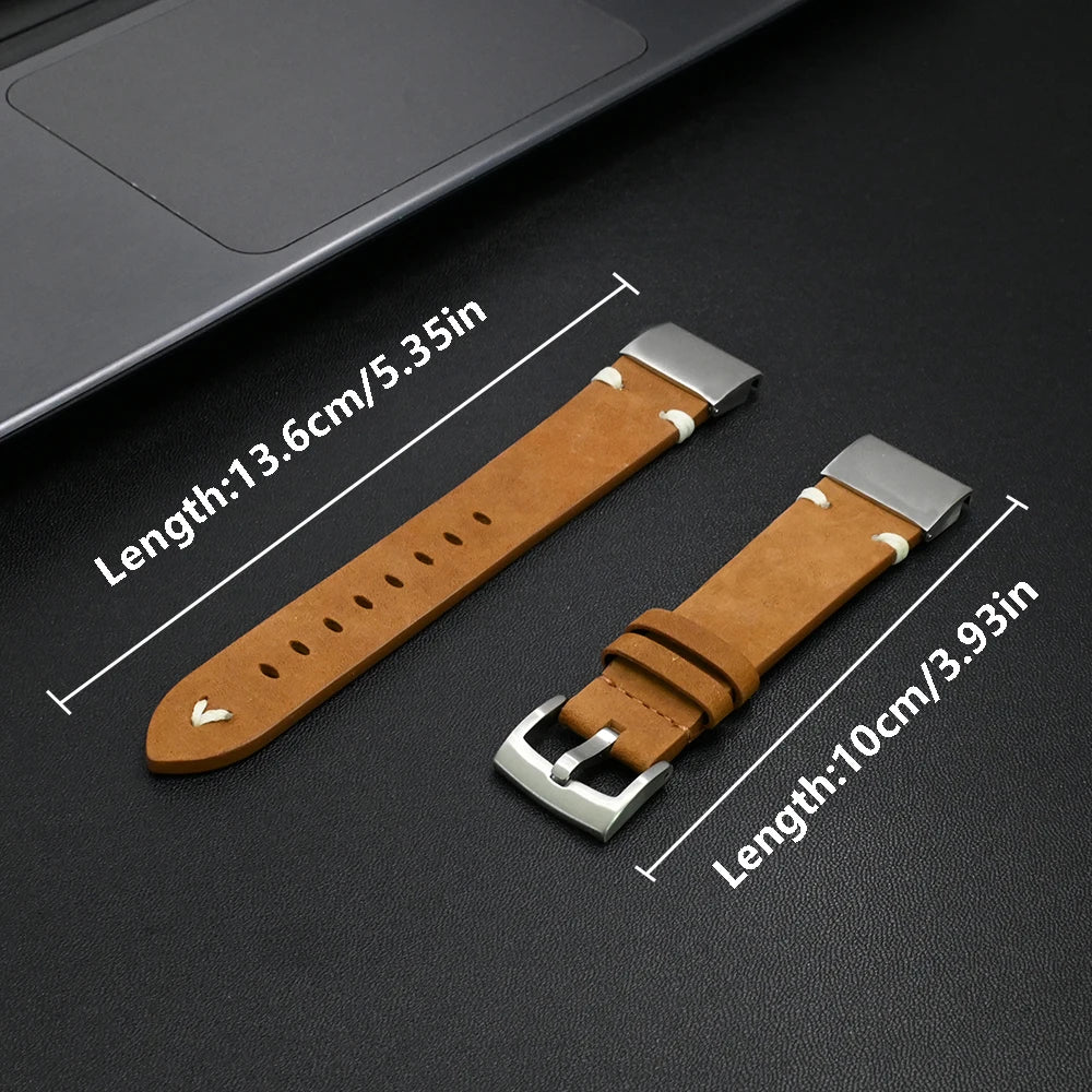 Leather Band for Garmin Watch Fenix 8 51mm & 7X Pro | Soft 22mm & 26mm Strap
