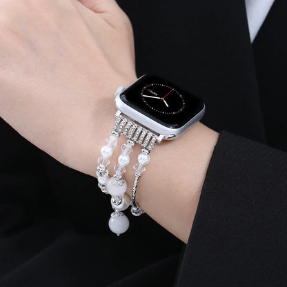 Pearl Beaded Apple Watch Band – Elegant Jewelry Bracelet Strap