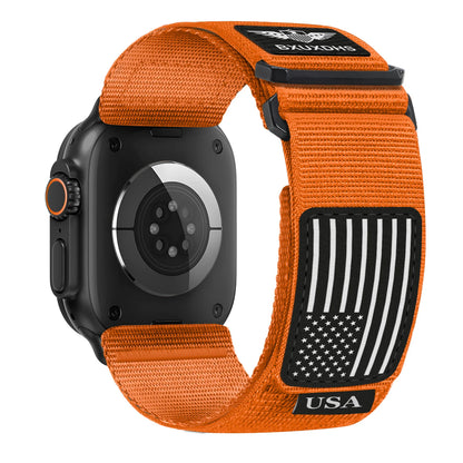 James Rugged Nylon Apple Watch Ultra Band 49mm USA Flag Strap