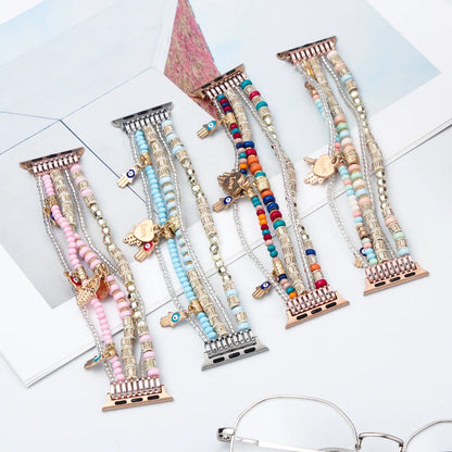 Beaded Apple Watch Band with Charms – Boho Bracelet Strap