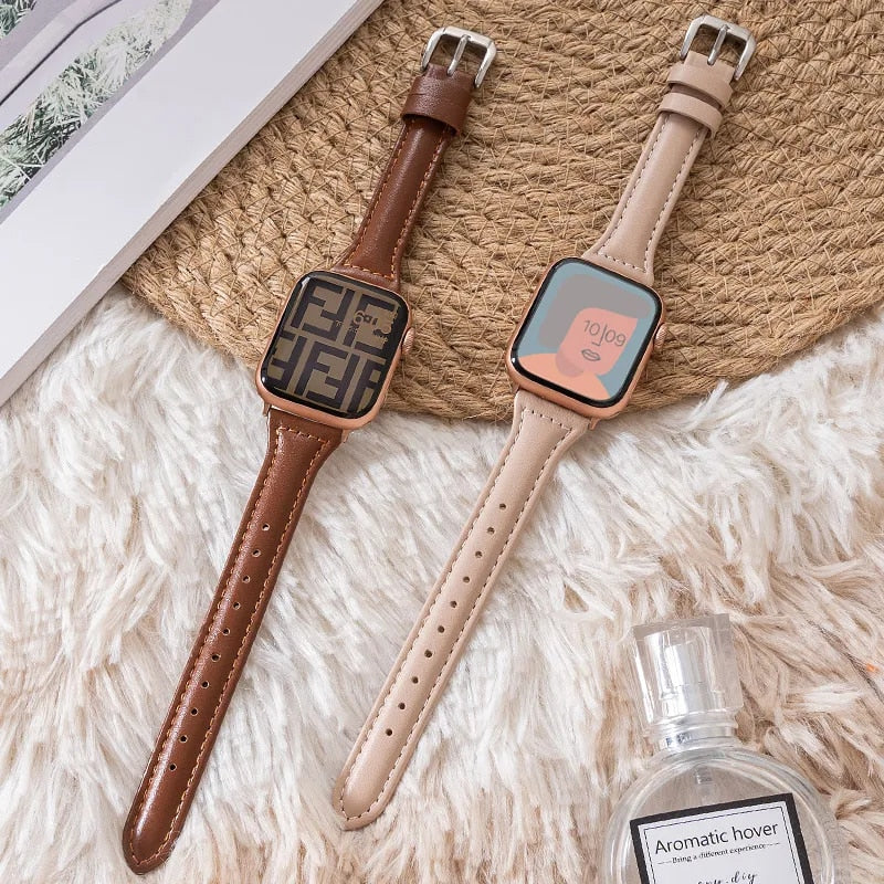 Bracelet en cuir fin pour Apple Watch