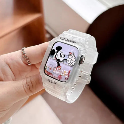Apple Watch Clear Case and Strap showcasing Mickey Mouse design, providing stylish protection and comfort.