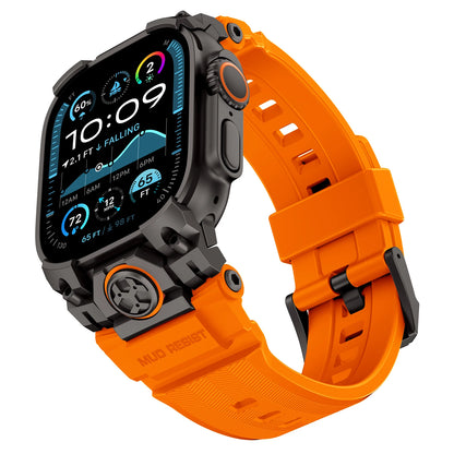 Apple Watch Ultra 3 Rubber Band for Men – Titanium Sport Strap with rugged design and vibrant orange rubber band.