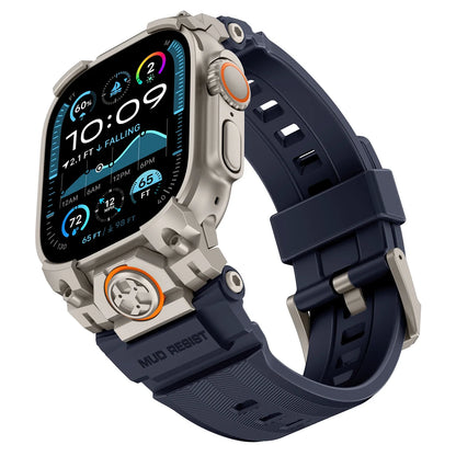 Apple Watch Ultra 3 Rubber Band for Men – Titanium Sport Strap with rugged design and navy rubber material.