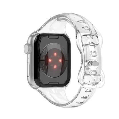 Clear slim silicone sport band for Apple Watch, showcasing a lightweight and transparent design.