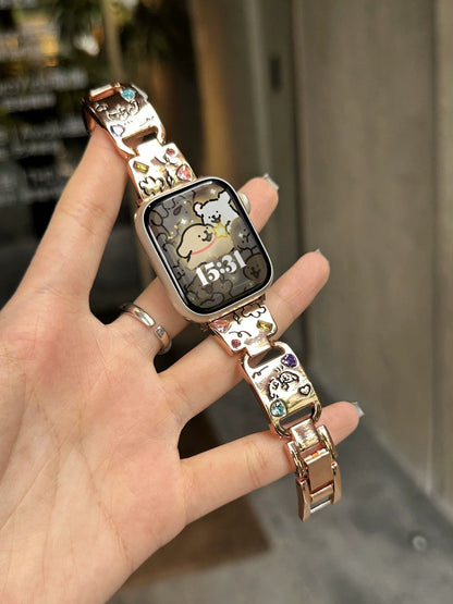 Cute Cat Jewelry Apple Watch Band – Glossy Metal Bracelet