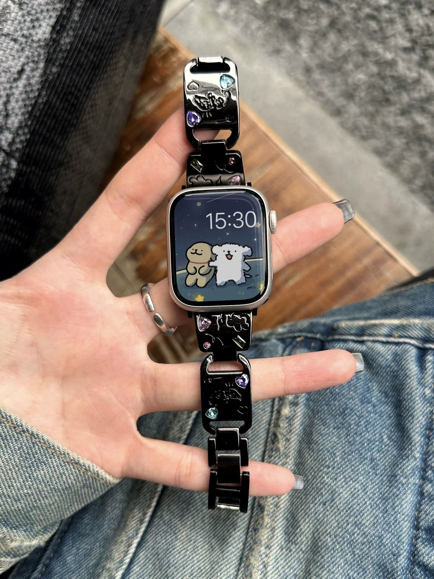 Cute Cat Jewelry Apple Watch Band – Glossy Metal Bracelet