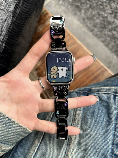 Cute Cat Jewelry Apple Watch Band – Glossy Metal Bracelet
